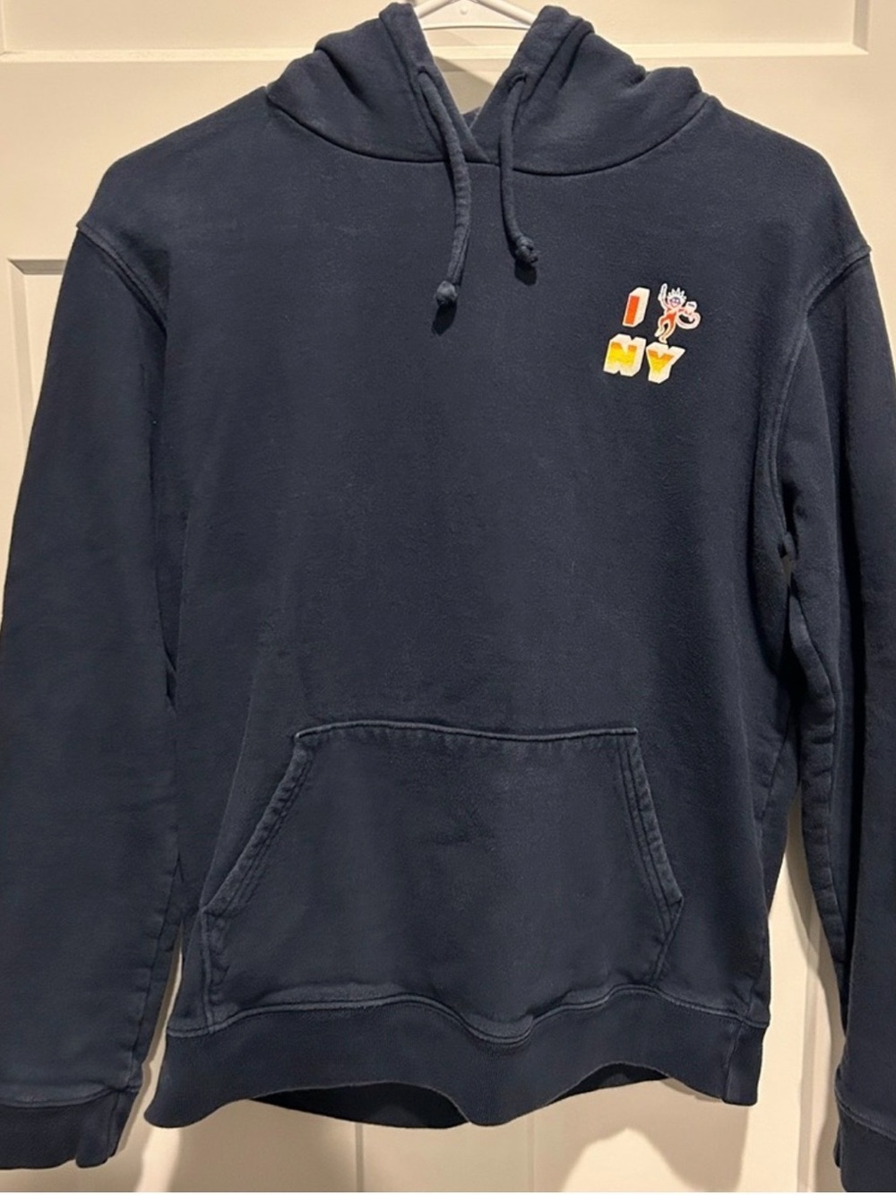 Roller Rabbit Navy Graphic Pullover Hoodie with 'NY' monkeys size women’s M